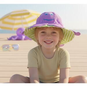 Avon Octopus Sun Hat Kids Purple Green Felt Tentacles 1994 Novelty Gift Vintage